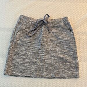 LOFT Gray Textured Mini Skirt with Drawstring
